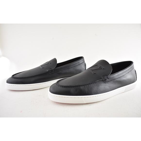 Christian Louboutin Mens Varsiboat Flat Black Leather Loafer Sneaker Boat 45 12 - Picture 13 of 16